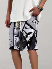 Men's Comics Beach Shorts Active Slightly Stretch Drawstring Shorts