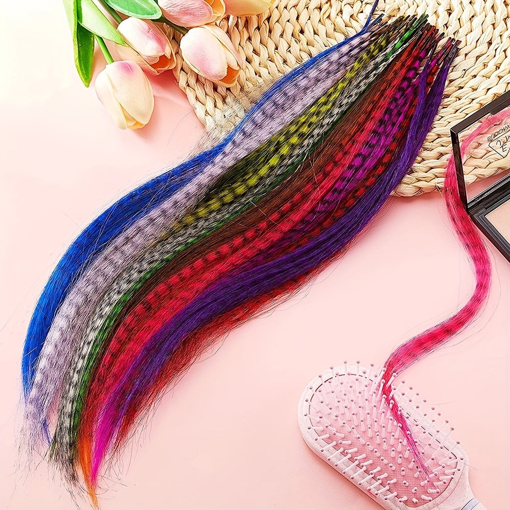 Colorful Feather Crochet Hair Extensions Synthetic Hair Pieces