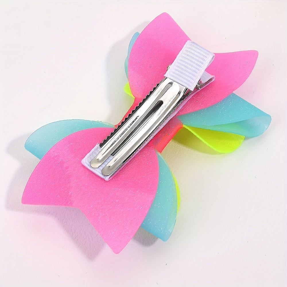 2pcs Girls Block Swim Pool Waterproof Hair Bows Clips Hairpin Headwear