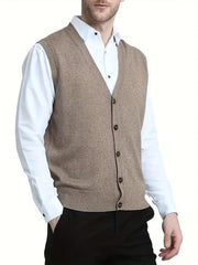 Vintage Style V Neck Button Up Cardigan Vest for Men