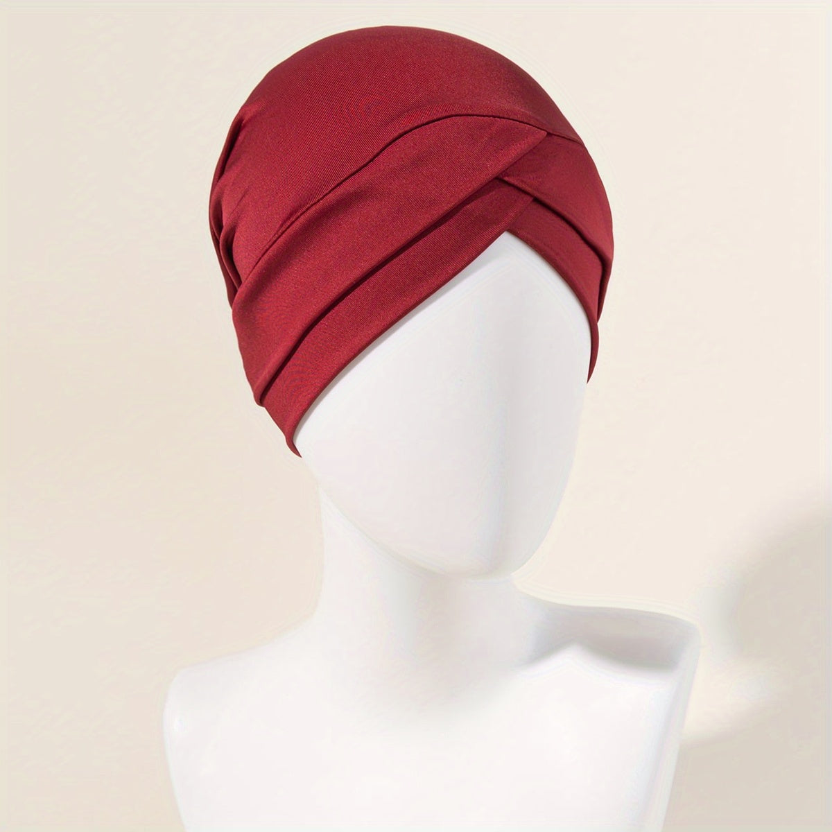 Double Layer Turban Cap Elastic Solid Head Wrap Casual Bonnet Head Scarf