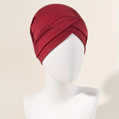Double Layer Turban Cap Elastic Solid Head Wrap Casual Bonnet Head Scarf