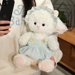 Adorable Plush Sheep Doll Soft Pink & Fluffy Sheep with Golden Bell