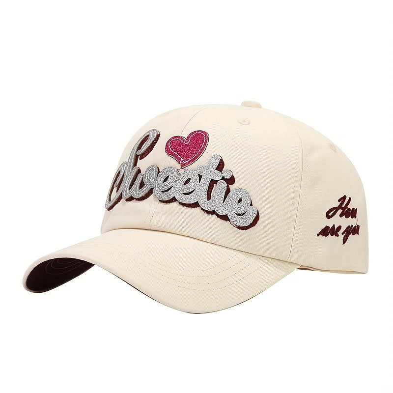 Y2K SWEET Patch Baseball Cap Cartoon Heart Sunshade Dad Hat
