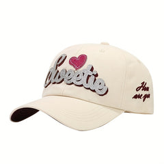 Y2K SWEET Patch Baseball Cap Cartoon Heart Sunshade Dad Hat