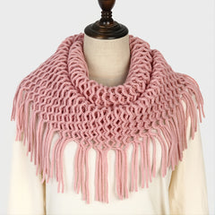Thickened Scarf Warm Mens Wool Hollow Tassel Circle Scarf Snow Weather