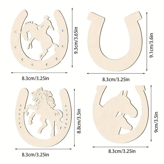 12pcs Wooden Horseshoe Cutouts Unpainted DIY Pendant