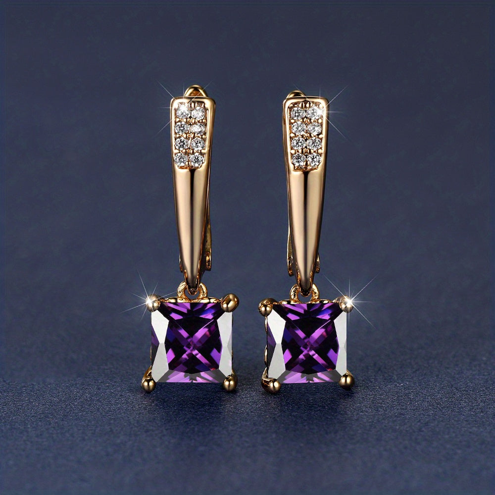 Emerald Earrings 18K Plated Ornament For Women Daily Decor Jewelry