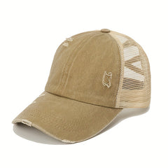 Ripped Trucker Hat Distressed Baseball Cap Mesh Sunshade Dad Hat