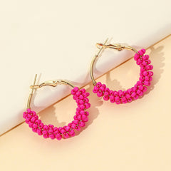 Ethnic Style Red Hoop Earrings Jewelry Gift