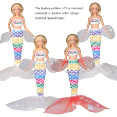 Doll Mermaid Swimsuit Bathing Suit Random Colorful Bikini Swimwear Beach Clothes