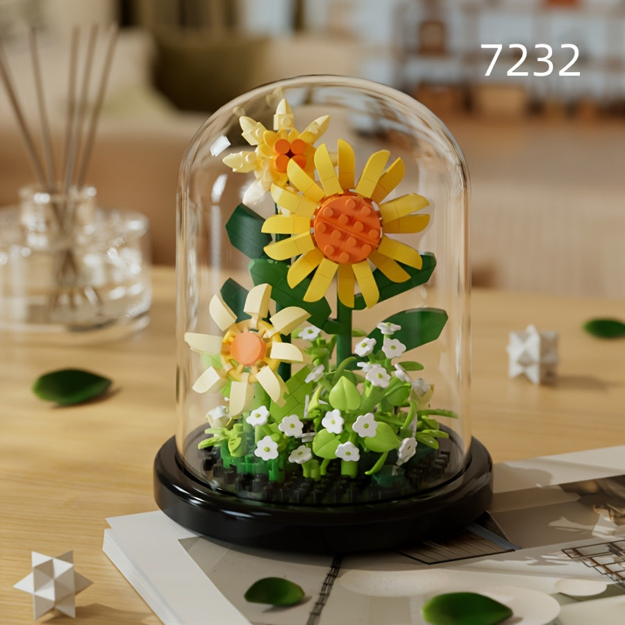 DIY Flower Building Block Set with Dust Cover Romantic Proposal Decor