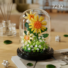 DIY Flower Building Block Set with Dust Cover Romantic Proposal Decor
