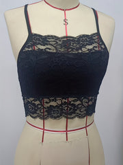 Lace Stitching Cami Lounge Top Sexy Trim Hollow Out Top