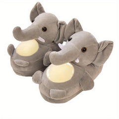 Cartoon Elephant Novelty Slippers Warm Winter Indoor Plush Shoes