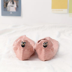 5 Pairs Cartoon Embroidery Low Cut Ankle Socks Women's Stockings