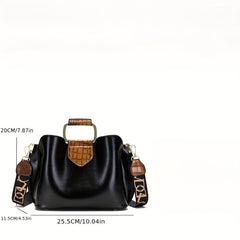 3-Pc Crocodile Pattern Bag Set Vintage Shoulder & Clutch Purse Credit Case