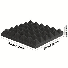 12pcs Pyramid Acoustic Foam Panels 12x12x2 Inches