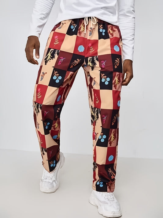 Men's Plaid Casual Pants Straight Leg Trousers