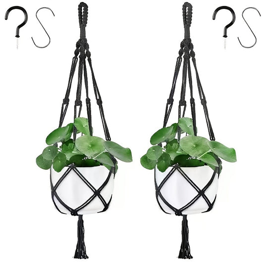 2pc Guno Macrame Plant Hanger - Indoor Hanging Basket & Flower Pot Holder
