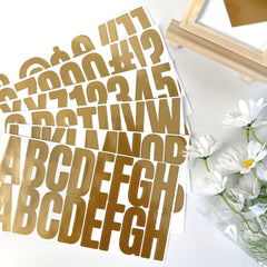 6pcs Large 2.5 Golden Foil Vinyl Stickers Alphabet & Numbers