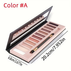 12 Colors Nude Eyeshadow Palette Matte Shimmer Glitter Pigment Waterproof