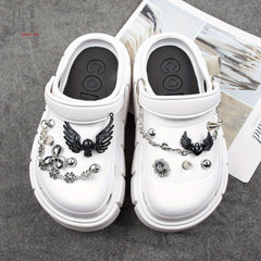 Metal Skull & Wings Shoe Charms for Clogs DIY Accessories