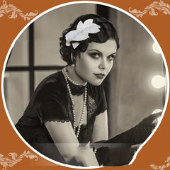 Retro Flapper Headband Rhinestone Hair Accessory Brown Petal Flower
