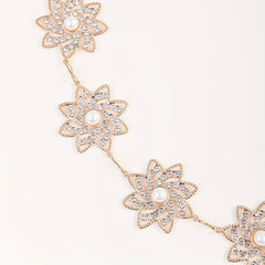 Snowflake Waist Chain Pearl Rhinestone Golden Belt Women's Accessory