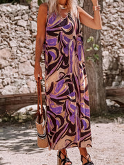 Women's Plus Random Print V Neck Maxi Tank Dress