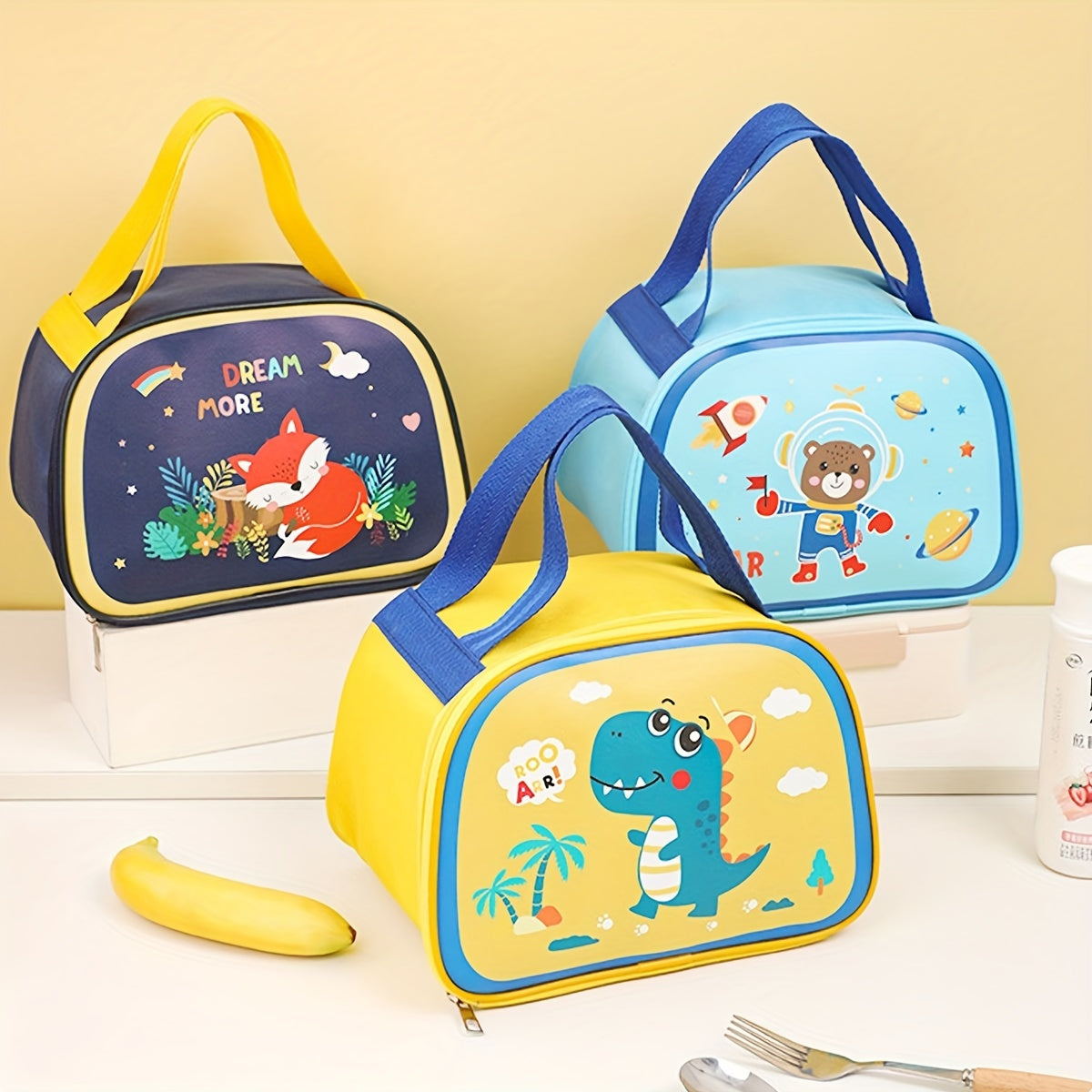1pc Cartoon Insulation Bag Large Capacity Lunch Bag