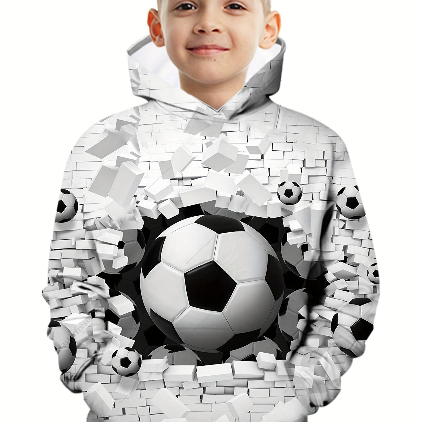Boys Soccer Print Hoodie for Spring Fall
