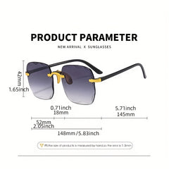 Gradient Rimless Sunglasses UV400 Rivet Decor