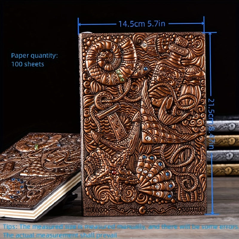 Embossed Notebook A5 100 Sheets Ocean Style Hand Ledger