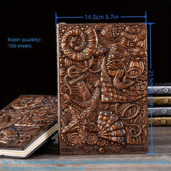 Embossed Notebook A5 100 Sheets Ocean Style Hand Ledger