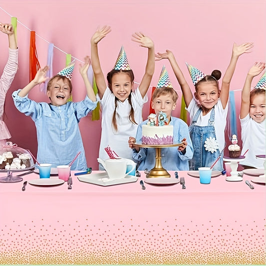 Pink & Gold Confetti Polka Dot Plastic Tablecloth for Parties