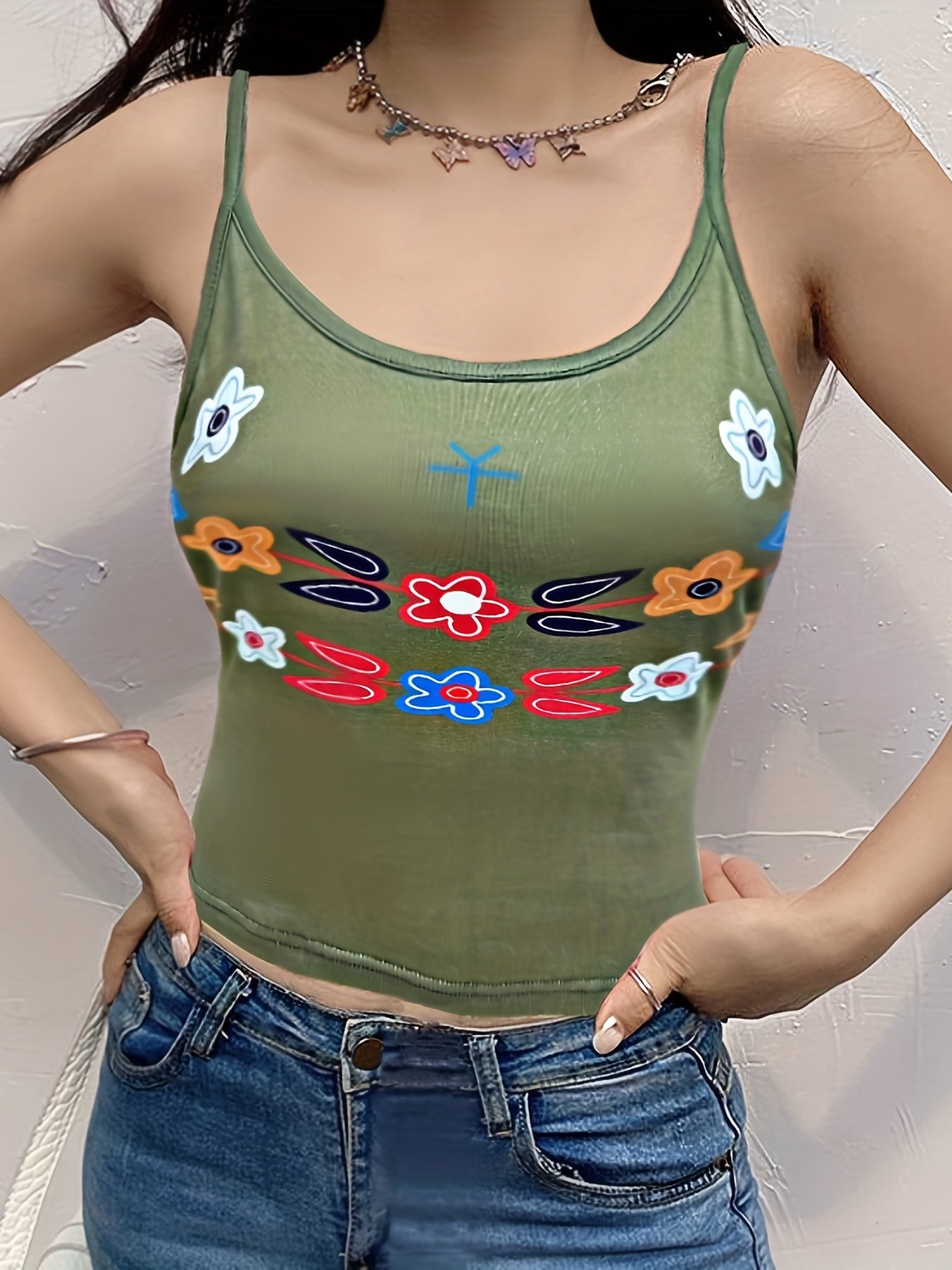 Floral Print Cami Top Summer Sleeveless Women's Clothing