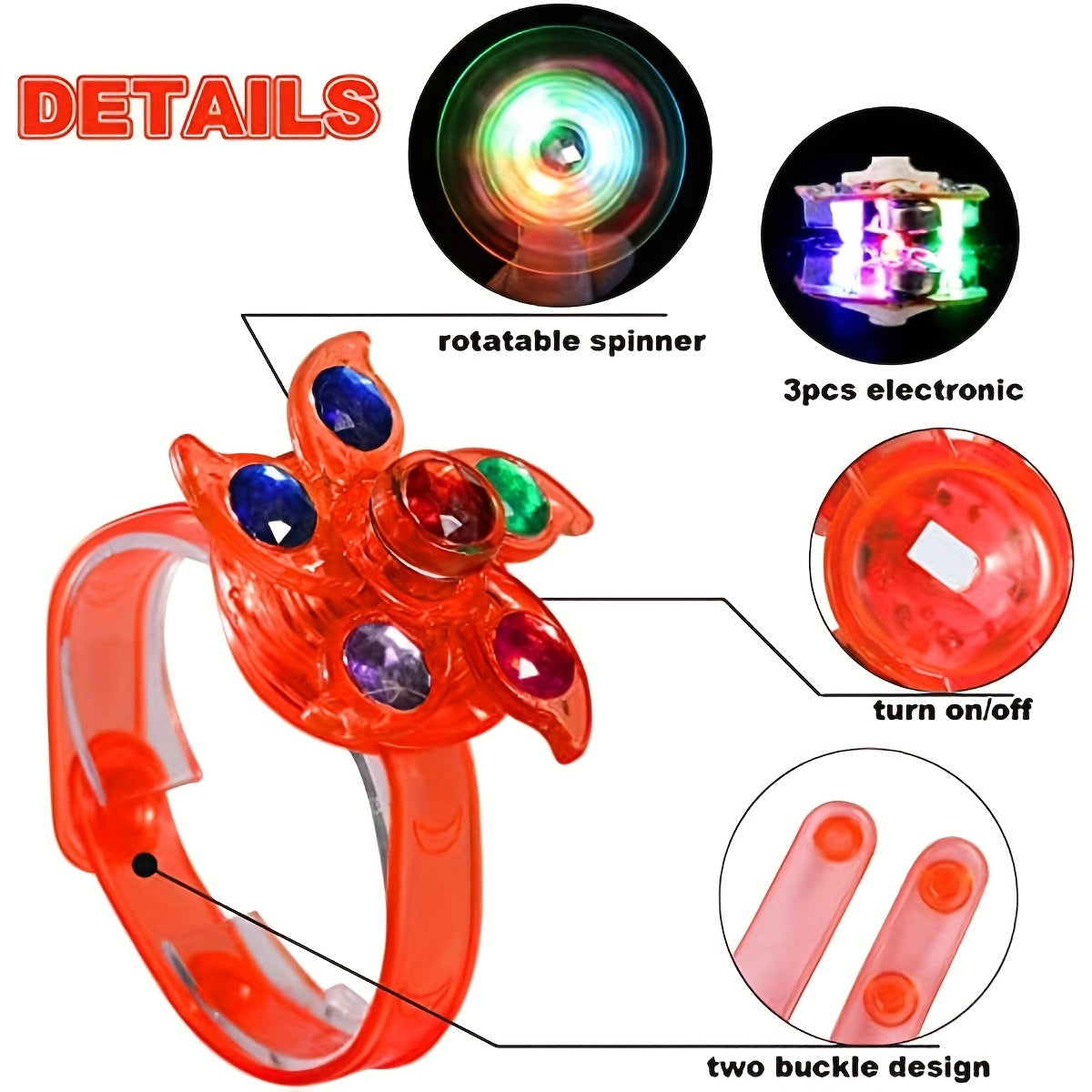 5pcs LED Light Up Spin Glow Bracelets, Party Favors for Goodie Bags, Birthday