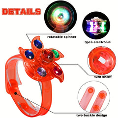 5pcs LED Light Up Spin Glow Bracelets, Party Favors for Goodie Bags, Birthday