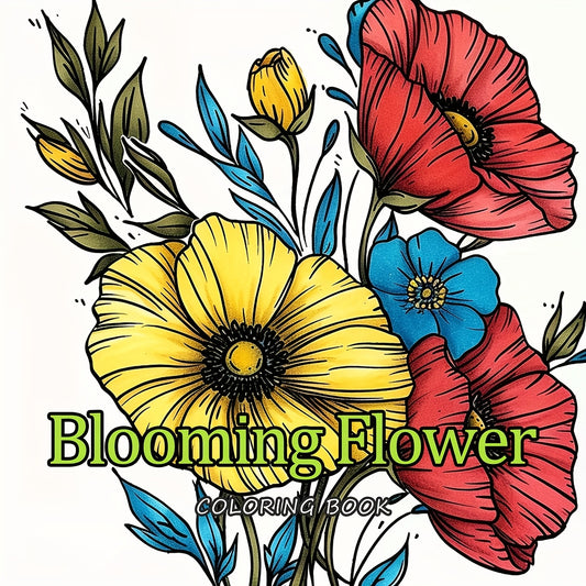 Coloring Book Blooming Flowers Clear Lines & Patterns Gift for Friends