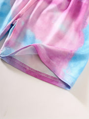 Girls Tie Dye Heart Pattern T Shirt Shorts Set