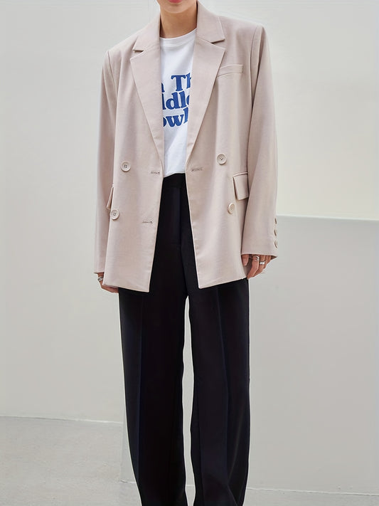Double Breasted Blazer Casual Lapel Long Sleeve Office Outerwear