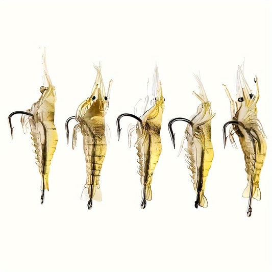 5pcs Bionic Soft Shrimp Lure with Hook for Freshwater & Saltwater