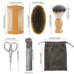 Beard Brush Comb Set Portable Double Sided Styling Hair Comb + Travel Pouch
