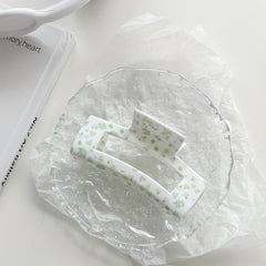Flower Pattern Hollow Rectangle Hair Claw Acrylic Shark Claw Ponytail Holder