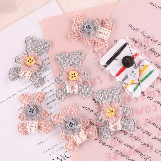 7pcs Bear Patches Plush Hair Accessories For Girls Clothing DIY