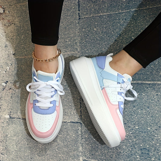 Women's Breathable Platform Sneakers Lace Up Running Shoes