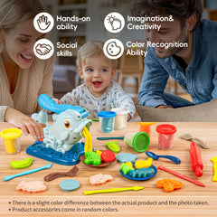 Fun Dolphin Toy Noodle Machine Set with Multiple Shaped Clay Molds
