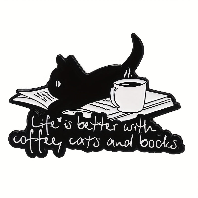 Aluminum Cat Coffee Brooch