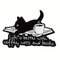 Aluminum Cat Coffee Brooch